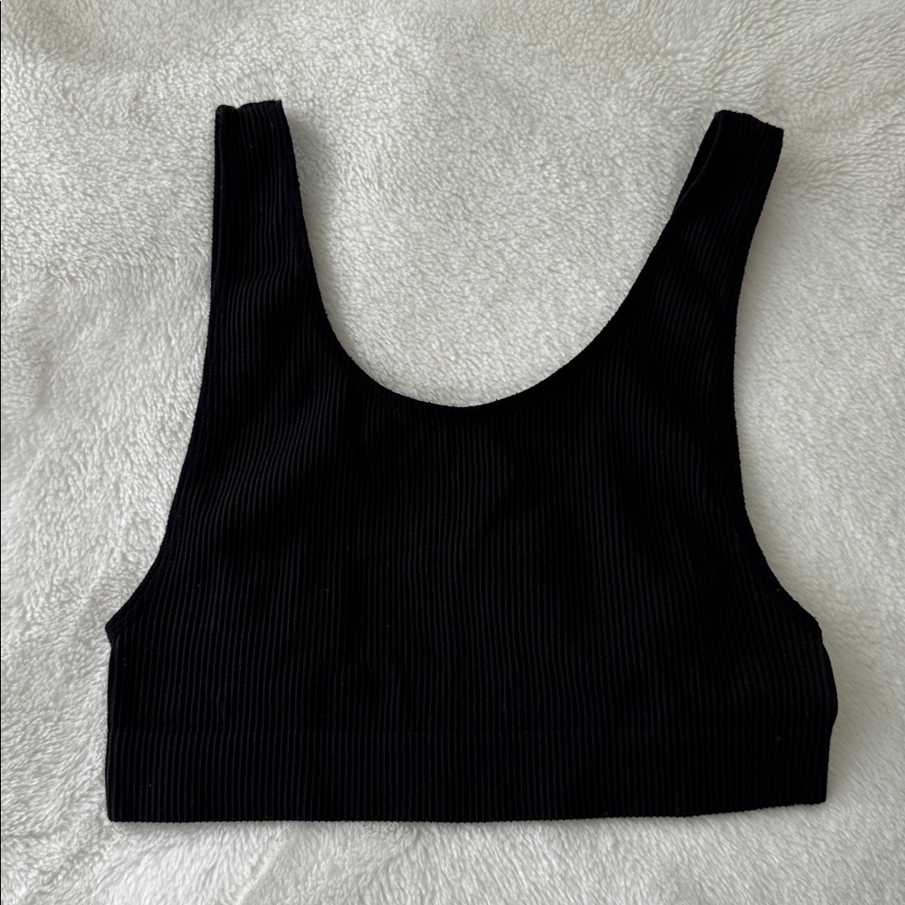 SUNDAY BEST Ribbed Bra Top in Black